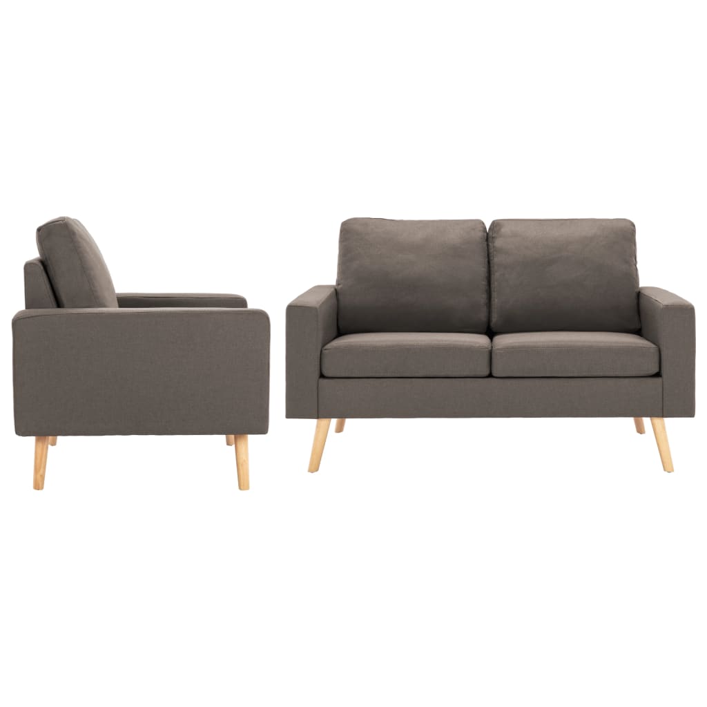 2-Delig Bankstel Stof Taupe Fauteuil + tweezitsbank