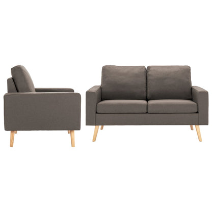 2-Delig Bankstel Stof Taupe Fauteuil + tweezitsbank