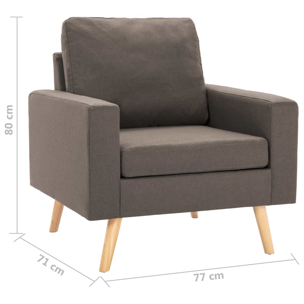 2-Delig Bankstel Stof Taupe Fauteuil + tweezitsbank