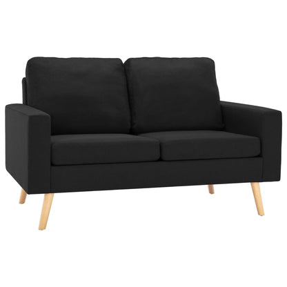 2-Delig Bankstel Stof Zwart Fauteuil + tweezitsbank