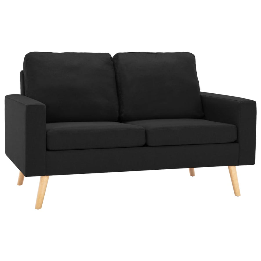 2-Delig Bankstel Stof Zwart Fauteuil + tweezitsbank