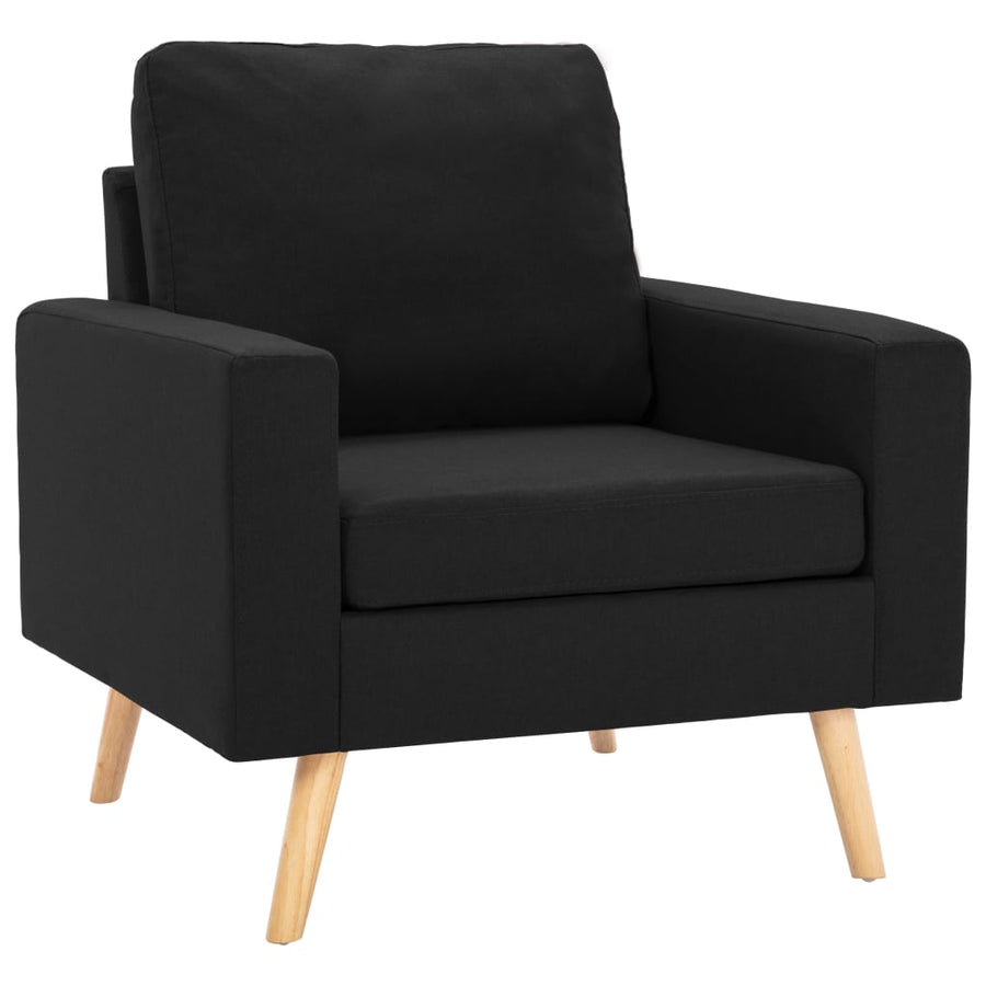 2-Delig Bankstel Stof Zwart Fauteuil + tweezitsbank