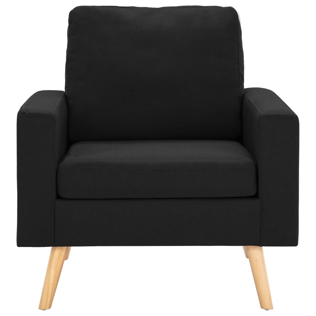 2-Delig Bankstel Stof Zwart Fauteuil + tweezitsbank