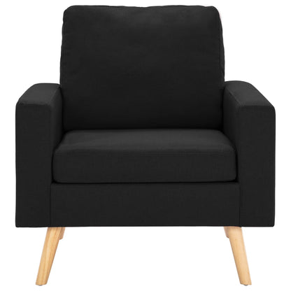 2-Delig Bankstel Stof Zwart Fauteuil + tweezitsbank