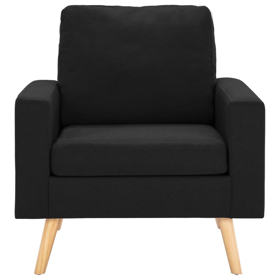 2-Delig Bankstel Stof Zwart Fauteuil + tweezitsbank