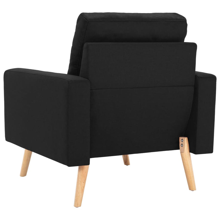 2-Delig Bankstel Stof Zwart Fauteuil + tweezitsbank