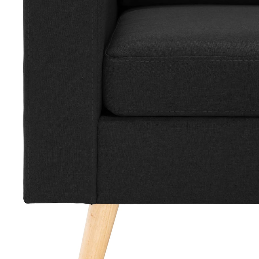 2-Delig Bankstel Stof Zwart Fauteuil + tweezitsbank