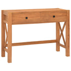 Bureau teakhout 100x40x75 cm 2 lades bruin