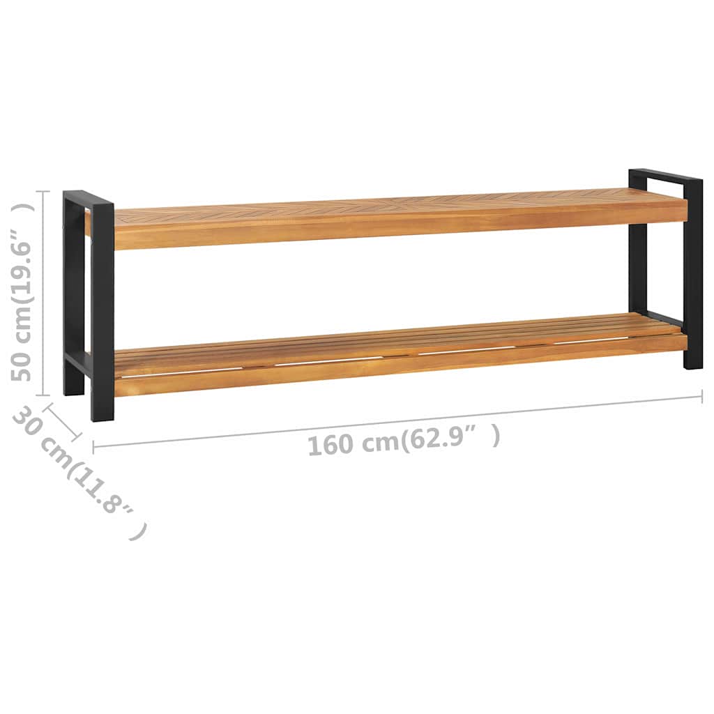 Bank met opslag Bruin 160 x 30 x 50 cm Massief teakhout