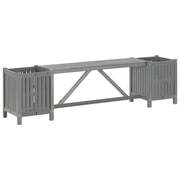 Tuinbank met plantenbakken 150 cm massief acaciahout grijs