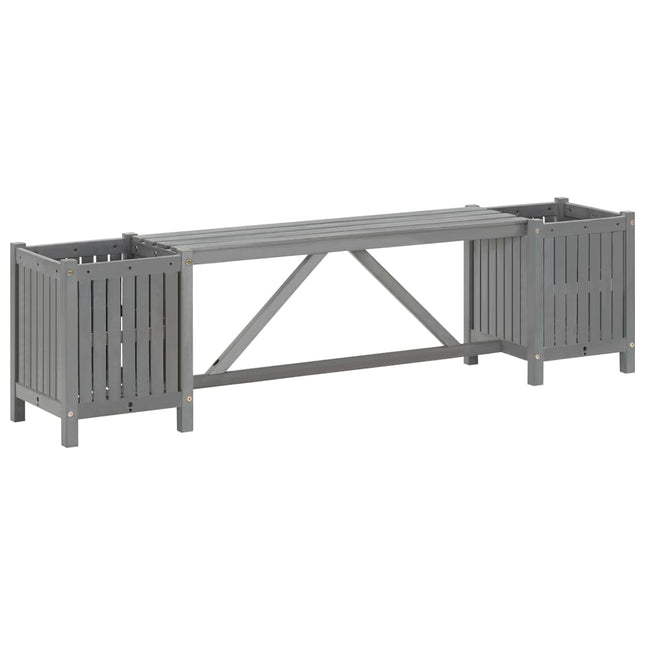 Tuinbank Met 2 Plantenbakken 50 Cm Massief Acaciahout 150 x 30 x 40 cm Grijs