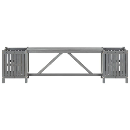 Tuinbank Met 2 Plantenbakken 50 Cm Massief Acaciahout 150 x 30 x 40 cm Grijs