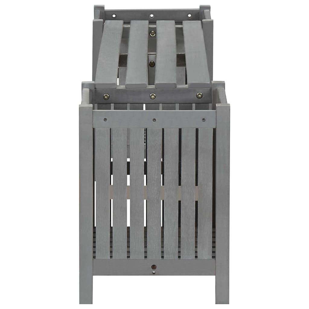 Tuinbank Met 2 Plantenbakken 50 Cm Massief Acaciahout 150 x 30 x 40 cm Grijs