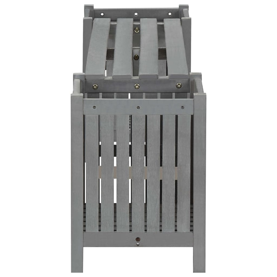 Tuinbank Met 2 Plantenbakken 50 Cm Massief Acaciahout 150 x 30 x 40 cm Grijs