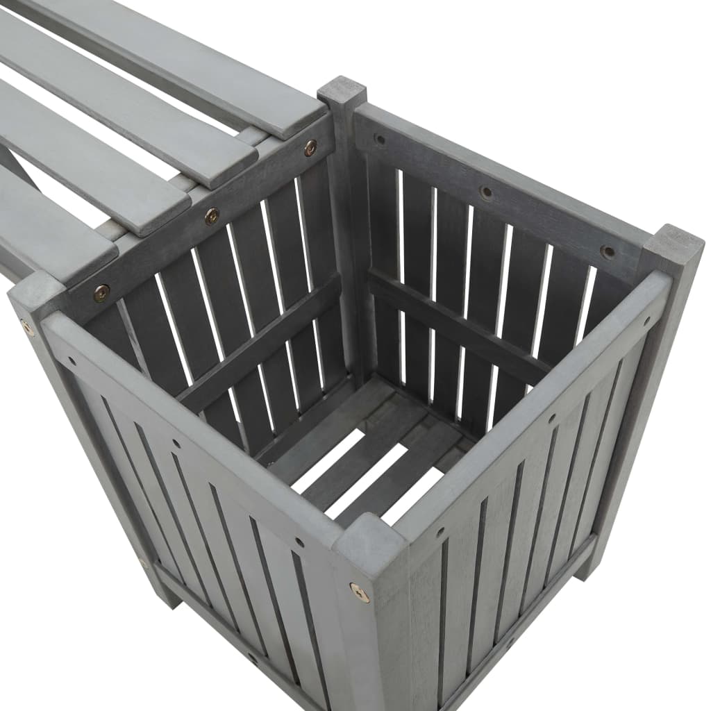 Tuinbank Met 2 Plantenbakken 50 Cm Massief Acaciahout 150 x 30 x 40 cm Grijs