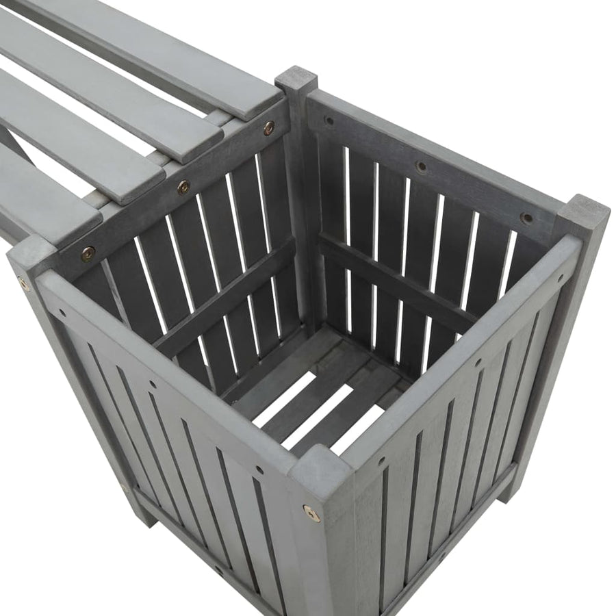 Tuinbank Met 2 Plantenbakken 50 Cm Massief Acaciahout 150 x 30 x 40 cm Grijs