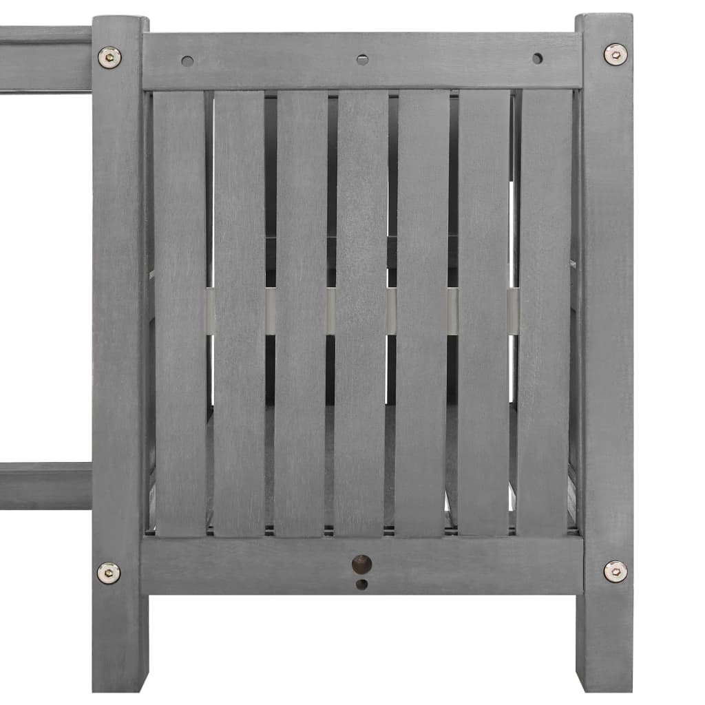 Tuinbank Met 2 Plantenbakken 50 Cm Massief Acaciahout 150 x 30 x 40 cm Grijs