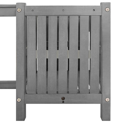 Tuinbank Met 2 Plantenbakken 50 Cm Massief Acaciahout 150 x 30 x 40 cm Grijs