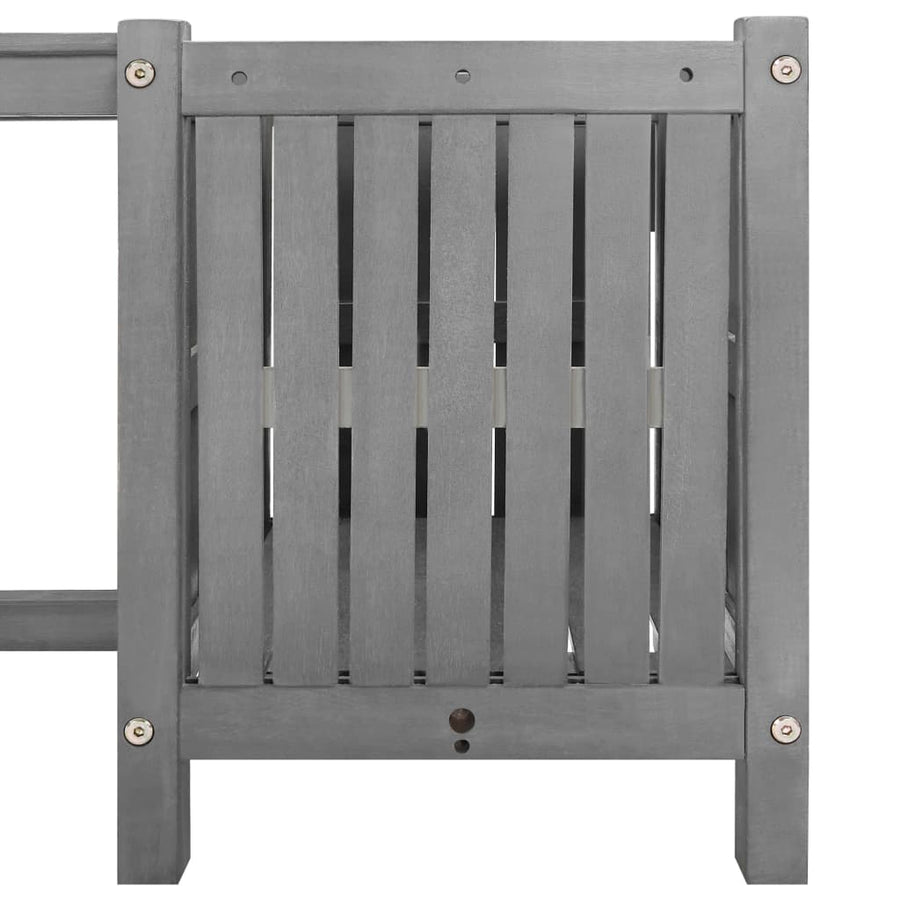 Tuinbank Met 2 Plantenbakken 50 Cm Massief Acaciahout 150 x 30 x 40 cm Grijs