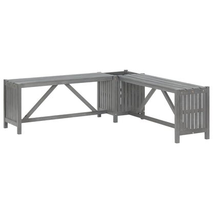 Tuinhoekbank Met Plantenbak 7 Cm Massief Acaciahout 117 x 117 x 40 cm Grijs