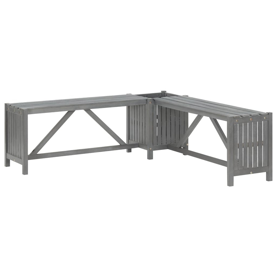 Tuinhoekbank Met Plantenbak 7 Cm Massief Acaciahout 117 x 117 x 40 cm Grijs