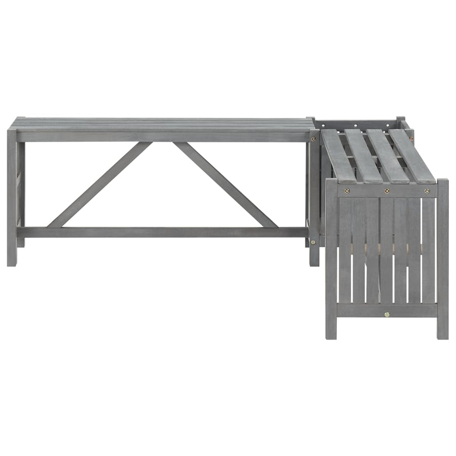 Tuinhoekbank Met Plantenbak 7 Cm Massief Acaciahout 117 x 117 x 40 cm Grijs