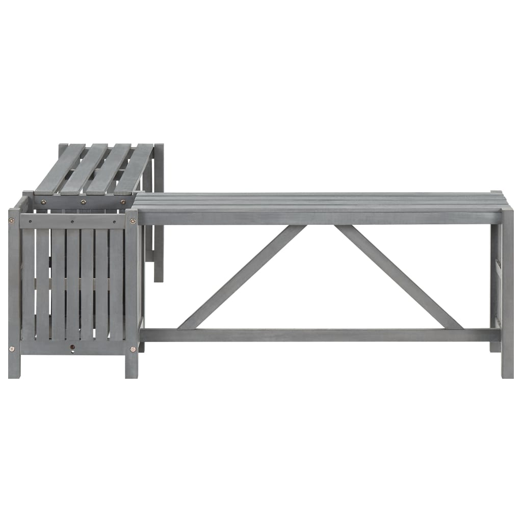 Tuinhoekbank Met Plantenbak 7 Cm Massief Acaciahout 117 x 117 x 40 cm Grijs