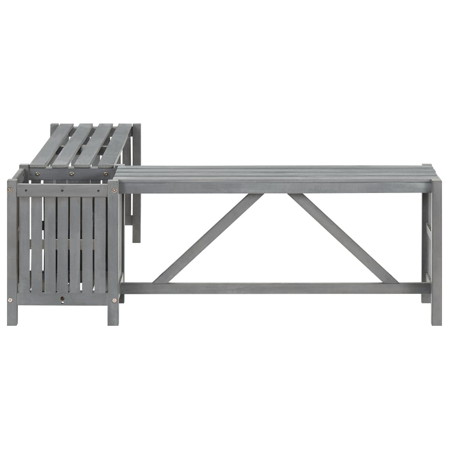 Tuinhoekbank Met Plantenbak 7 Cm Massief Acaciahout 117 x 117 x 40 cm Grijs