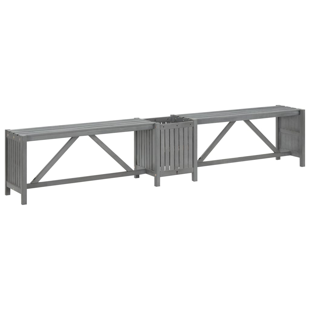 Tuinhoekbank Met Plantenbak 7 Cm Massief Acaciahout 117 x 117 x 40 cm Grijs