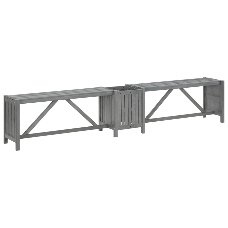 Tuinhoekbank Met Plantenbak 7 Cm Massief Acaciahout 117 x 117 x 40 cm Grijs
