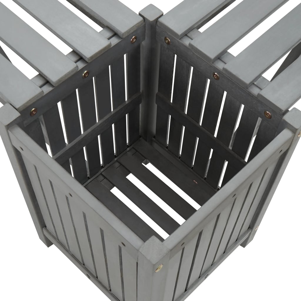 Tuinhoekbank Met Plantenbak 7 Cm Massief Acaciahout 117 x 117 x 40 cm Grijs