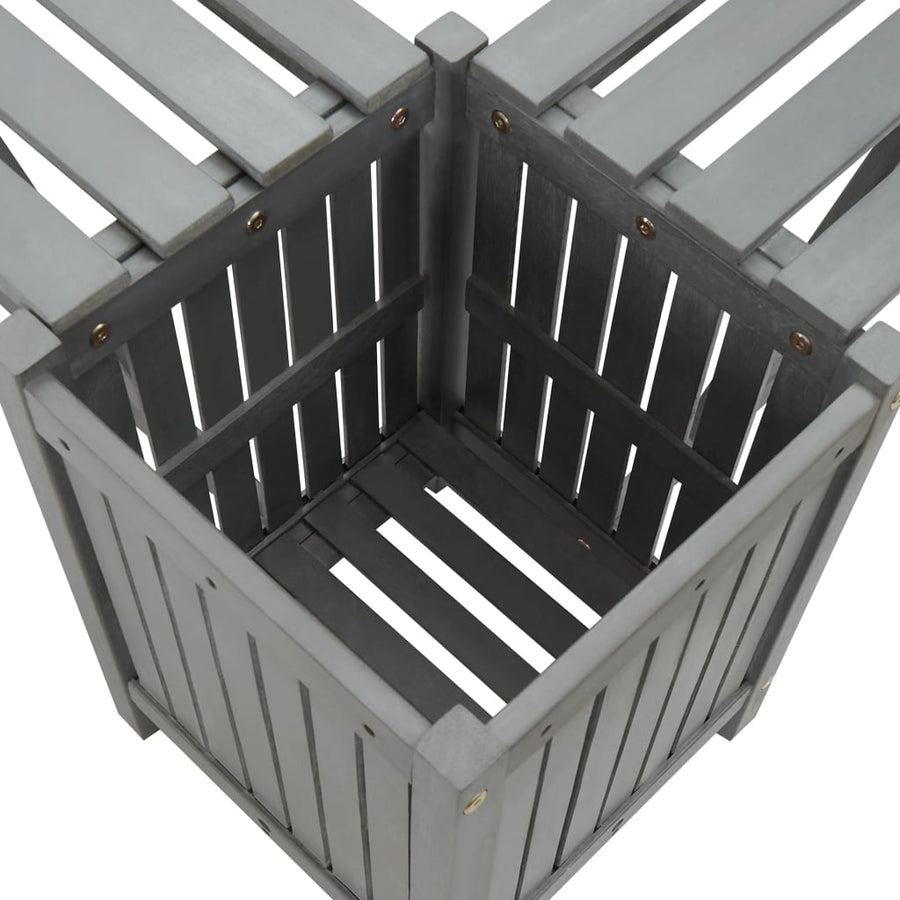Tuinhoekbank Met Plantenbak 7 Cm Massief Acaciahout 117 x 117 x 40 cm Grijs