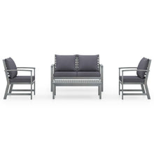-Delige Loungeset Met Kussens Massief Acaciahout Grijs