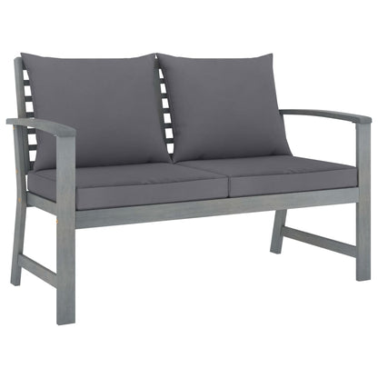 -Delige Loungeset Met Kussens Massief Acaciahout Grijs