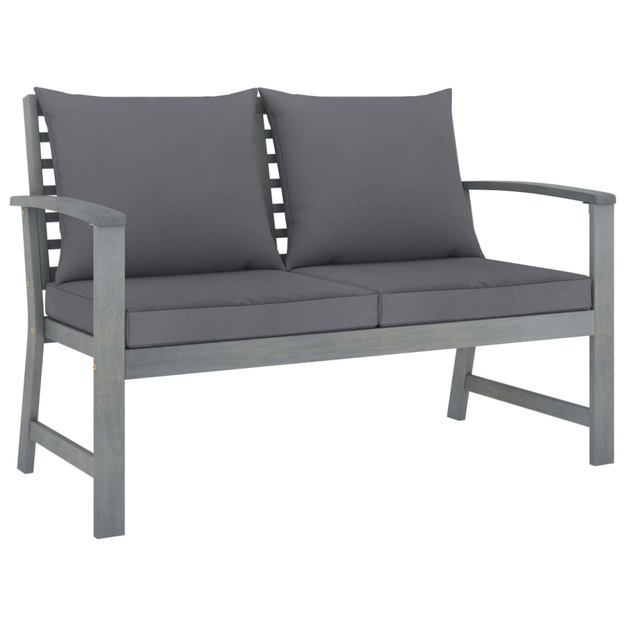 -Delige Loungeset Met Kussens Massief Acaciahout Grijs