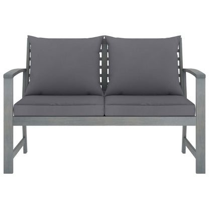 -Delige Loungeset Met Kussens Massief Acaciahout Grijs