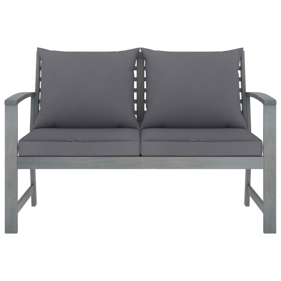 -Delige Loungeset Met Kussens Massief Acaciahout Grijs