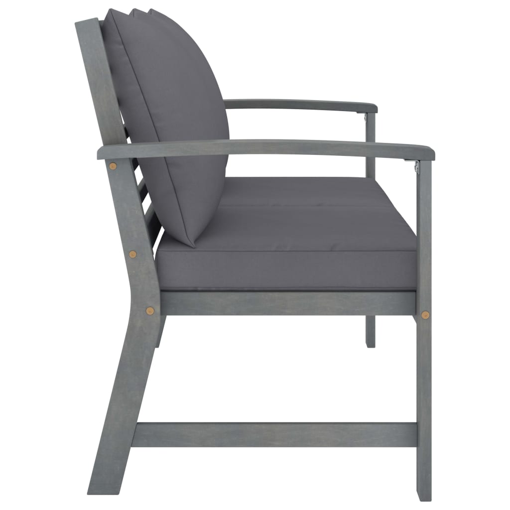 -Delige Loungeset Met Kussens Massief Acaciahout Grijs