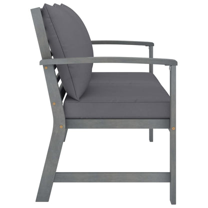 -Delige Loungeset Met Kussens Massief Acaciahout Grijs