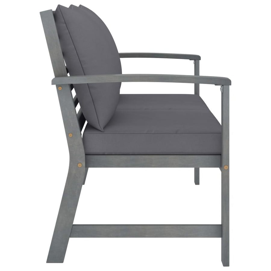 -Delige Loungeset Met Kussens Massief Acaciahout Grijs