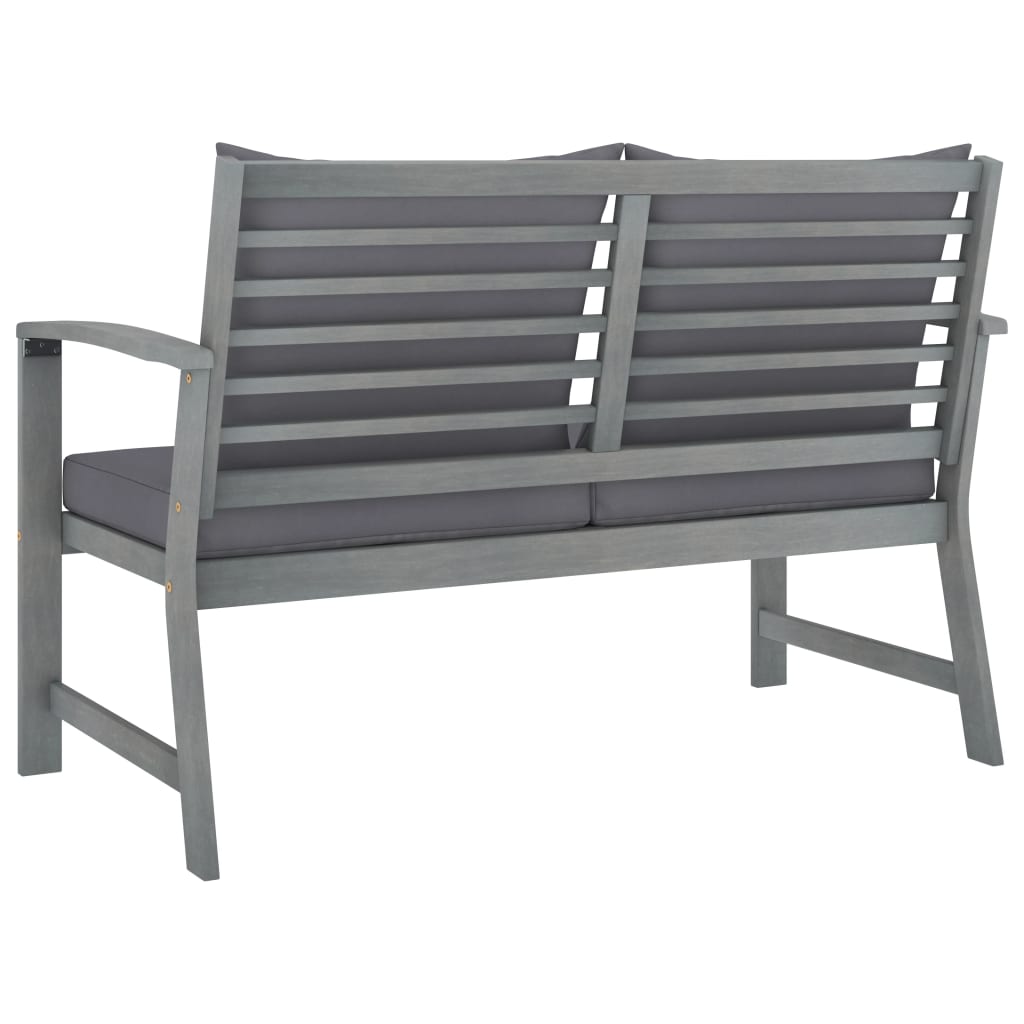 -Delige Loungeset Met Kussens Massief Acaciahout Grijs