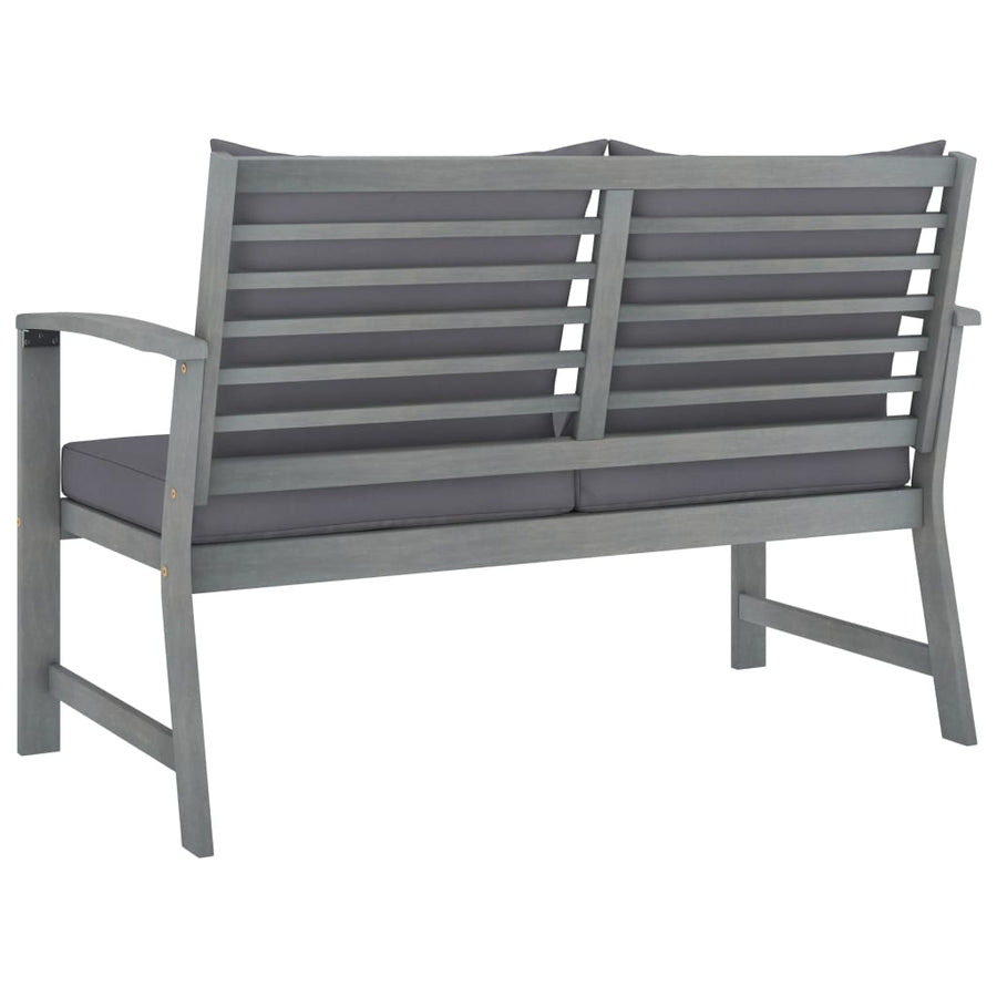 -Delige Loungeset Met Kussens Massief Acaciahout Grijs