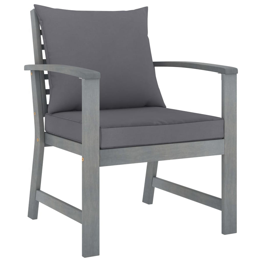 -Delige Loungeset Met Kussens Massief Acaciahout Grijs