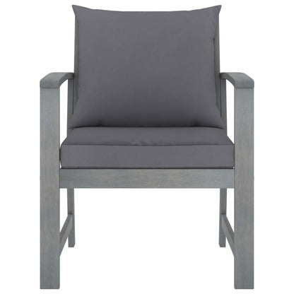 -Delige Loungeset Met Kussens Massief Acaciahout Grijs