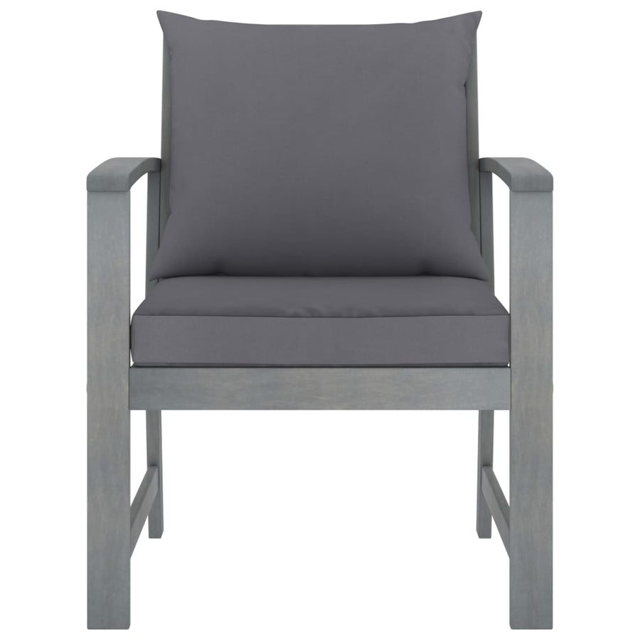 -Delige Loungeset Met Kussens Massief Acaciahout Grijs