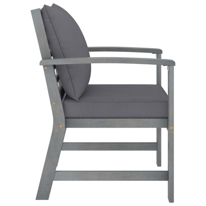 -Delige Loungeset Met Kussens Massief Acaciahout Grijs