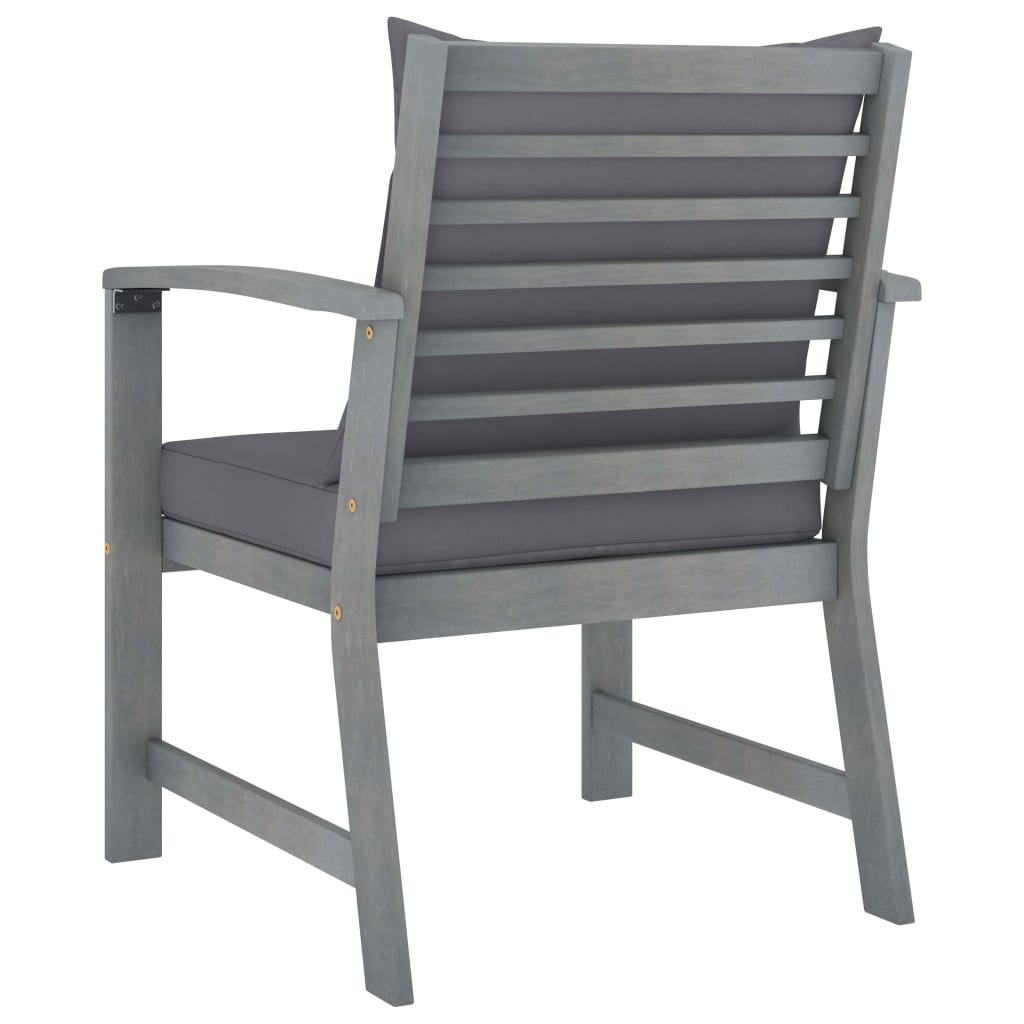 -Delige Loungeset Met Kussens Massief Acaciahout Grijs
