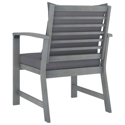 -Delige Loungeset Met Kussens Massief Acaciahout Grijs