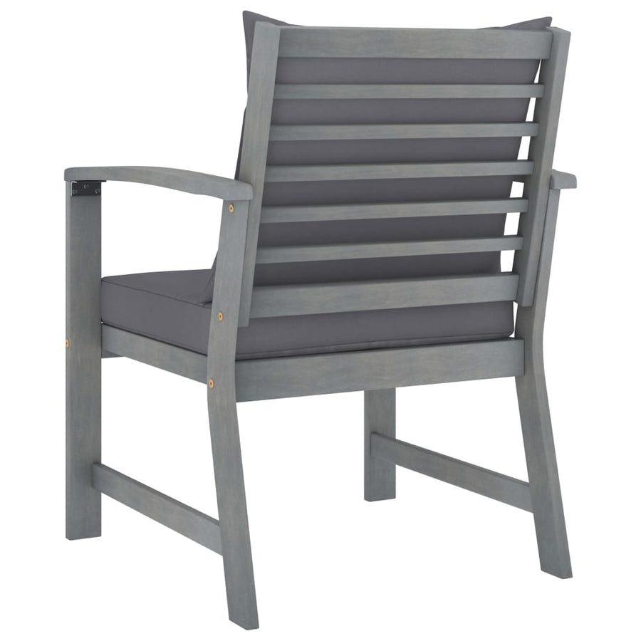 -Delige Loungeset Met Kussens Massief Acaciahout Grijs