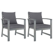 Garden Chairs 2 pcs with dark grey cushions solid acacia wood